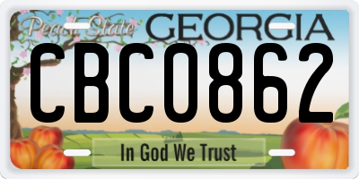 GA license plate CBC0862