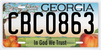 GA license plate CBC0863