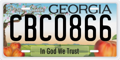 GA license plate CBC0866