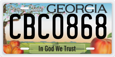 GA license plate CBC0868