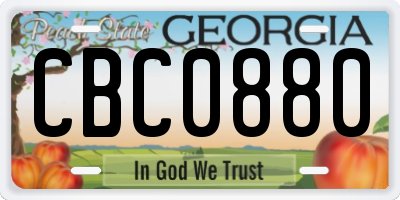 GA license plate CBC0880