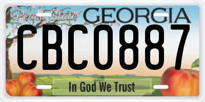 GA license plate CBC0887