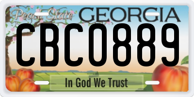 GA license plate CBC0889