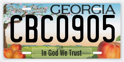 GA license plate CBC0905