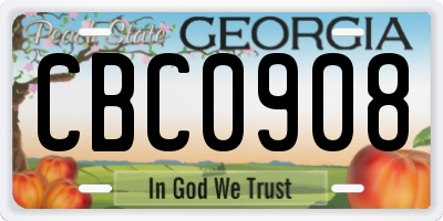 GA license plate CBC0908