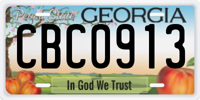 GA license plate CBC0913
