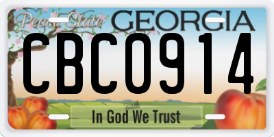 GA license plate CBC0914