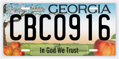 GA license plate CBC0916