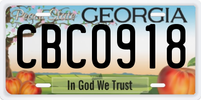 GA license plate CBC0918