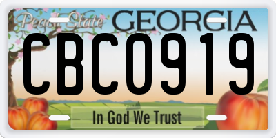 GA license plate CBC0919
