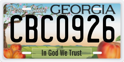 GA license plate CBC0926
