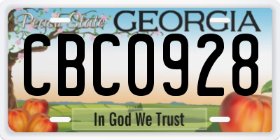 GA license plate CBC0928