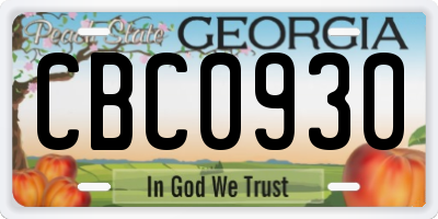 GA license plate CBC0930