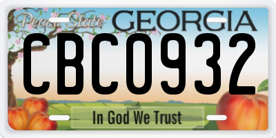 GA license plate CBC0932
