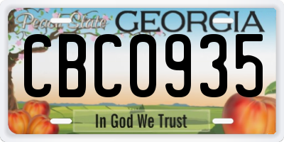 GA license plate CBC0935