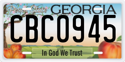 GA license plate CBC0945