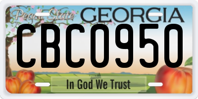 GA license plate CBC0950