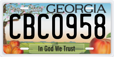GA license plate CBC0958