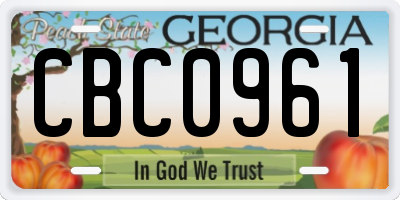 GA license plate CBC0961