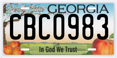 GA license plate CBC0983
