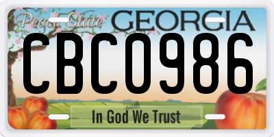 GA license plate CBC0986
