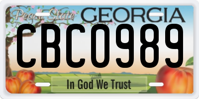 GA license plate CBC0989