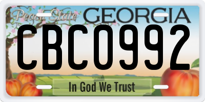 GA license plate CBC0992