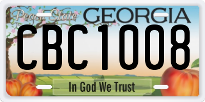 GA license plate CBC1008