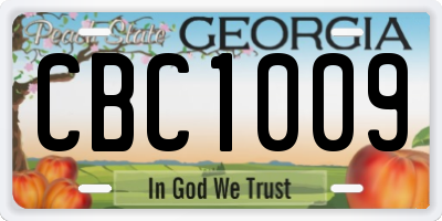 GA license plate CBC1009