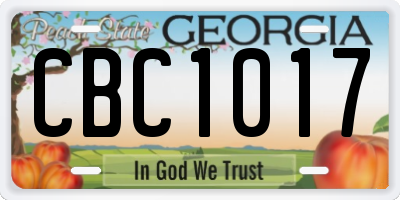GA license plate CBC1017
