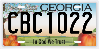 GA license plate CBC1022