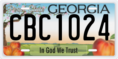 GA license plate CBC1024