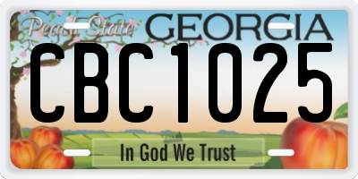 GA license plate CBC1025