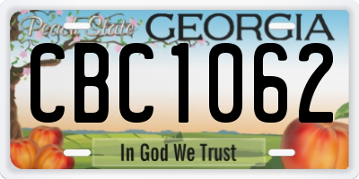 GA license plate CBC1062