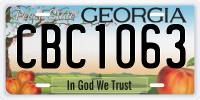 GA license plate CBC1063