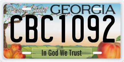 GA license plate CBC1092