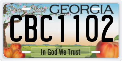 GA license plate CBC1102