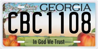 GA license plate CBC1108