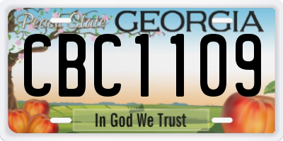 GA license plate CBC1109