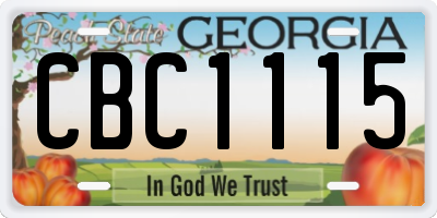 GA license plate CBC1115