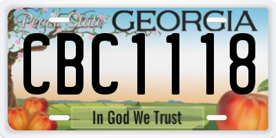 GA license plate CBC1118
