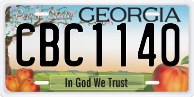 GA license plate CBC1140