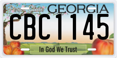 GA license plate CBC1145