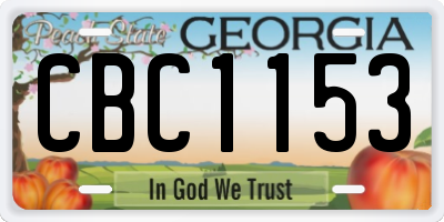 GA license plate CBC1153