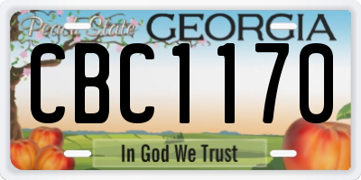 GA license plate CBC1170