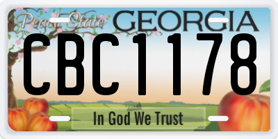GA license plate CBC1178