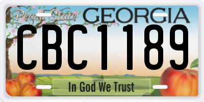 GA license plate CBC1189