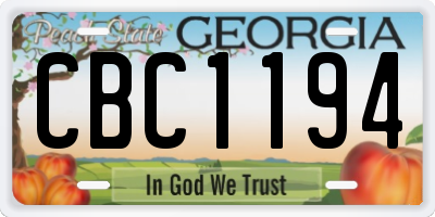GA license plate CBC1194