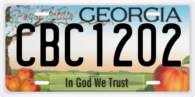 GA license plate CBC1202