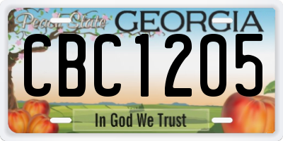 GA license plate CBC1205